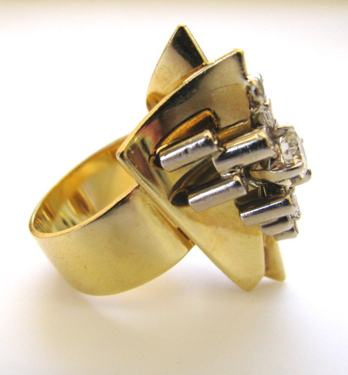 Wachler A Diamant Gold Modernist Ring im Zustand „Hervorragend“ in Cincinnati, OH