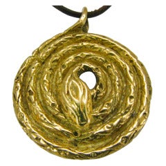 Vintage Fred Paris Gold Snake Pendant c1970