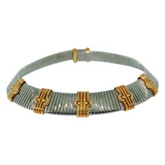 BULGARI Gold and Steel Adjustable Choker Necklace