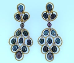 BUCCELLATTI Reve Black Pearl Gold Drop Earrings