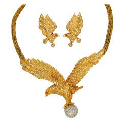 MAPAMENOS Diamond 
Ruby Eagle Earrings 
Necklace Set