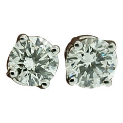 TIFFANY & CO.  2.45 TCW Solitaire Diamond Platinum Stud Earrings