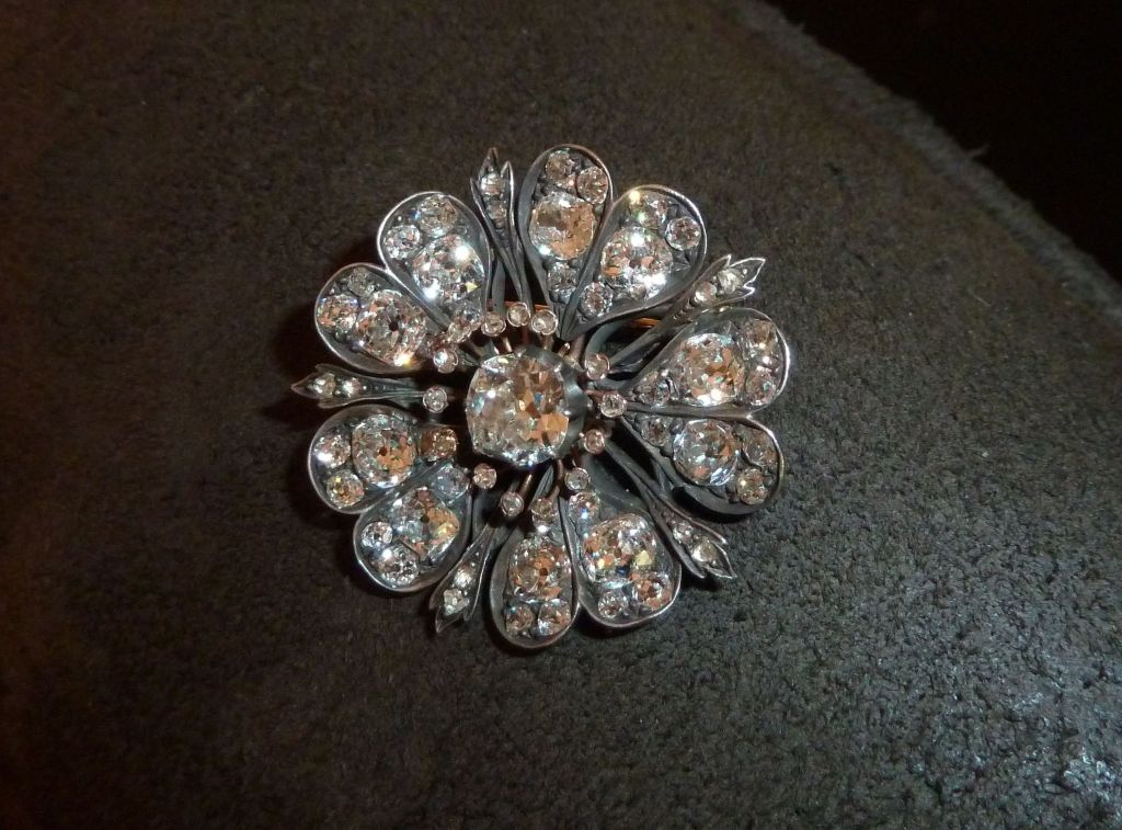 Antique Diamond Flower Pin at 1stDibs