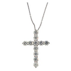 TIFFANY & CO. Platinum 2.53 TCW Diamond Cross Pendant Necklace