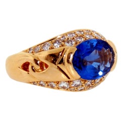 BVLGARI Gold 2.21 CT  Blue Sapphire Diamond Ring