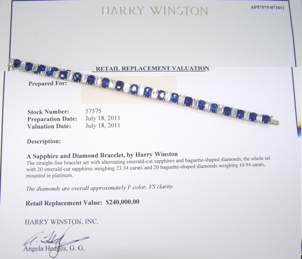 Contemporary HARRY WINSTON Platinum 34.28 TCW Sapphire Diamond Bracelet