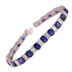 HARRY WINSTON Platinum 34.28 TCW Sapphire Diamond Bracelet