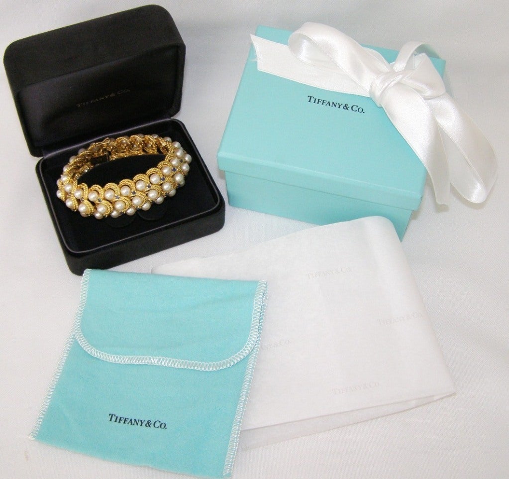 TIFFANY& CO. Gold Sapphire Pearl Bracelet