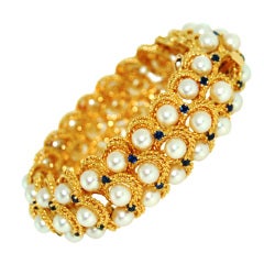 TIFFANY& CO. Gold Sapphire Pearl Bracelet