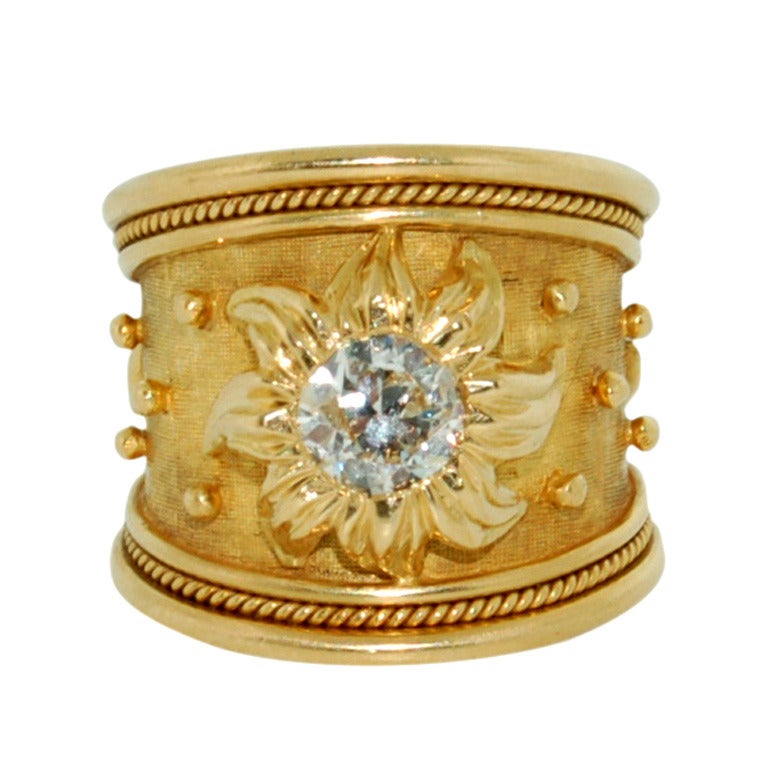 ELIZABETH GAGE Gold Diamond Templar Ring