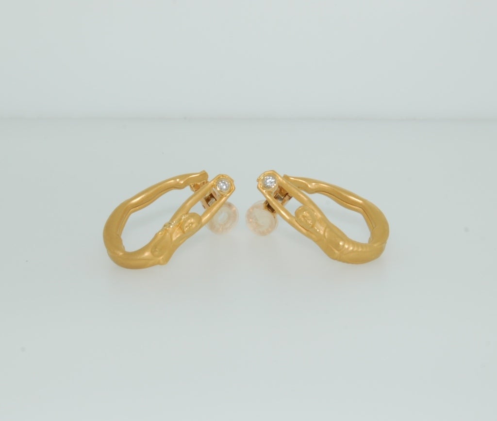Women's CARREYA Y CARRERA Gold Diamond Hoop Earrings