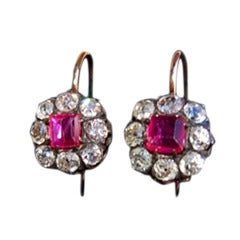 Victorian Ruby & Diamond Earrings