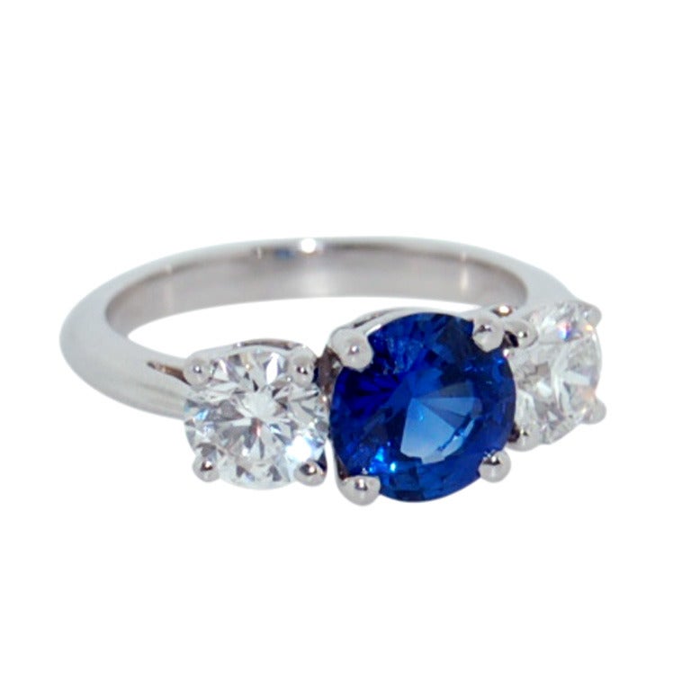 TIFFANY and CO. Platinum 3.06 TCW Sapphire and Diamond Ring at 1stdibs