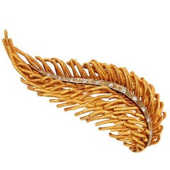 PIAGET Gold Diamond Leaf Brooch