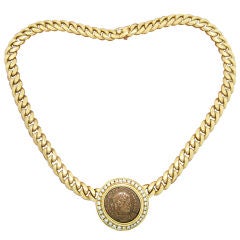 BULGARI Coin 18K gold and diamond necklace