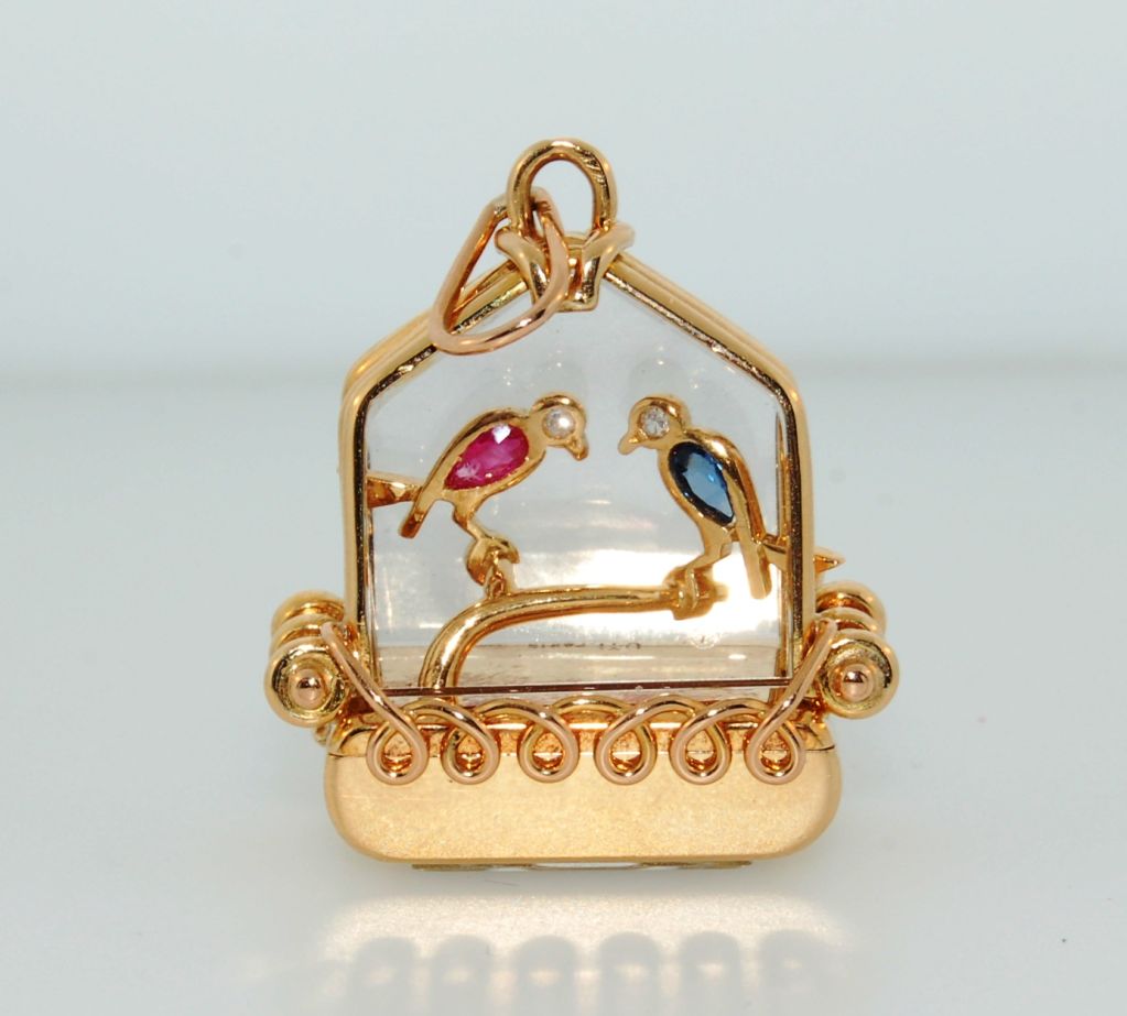 Ruby, Sapphire and Diamond Watch Pendant