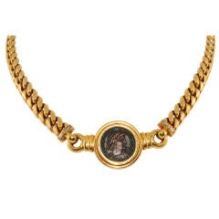 Vintage BULGARI Gold Constantinvs Magnvs Diamond Coin Necklace