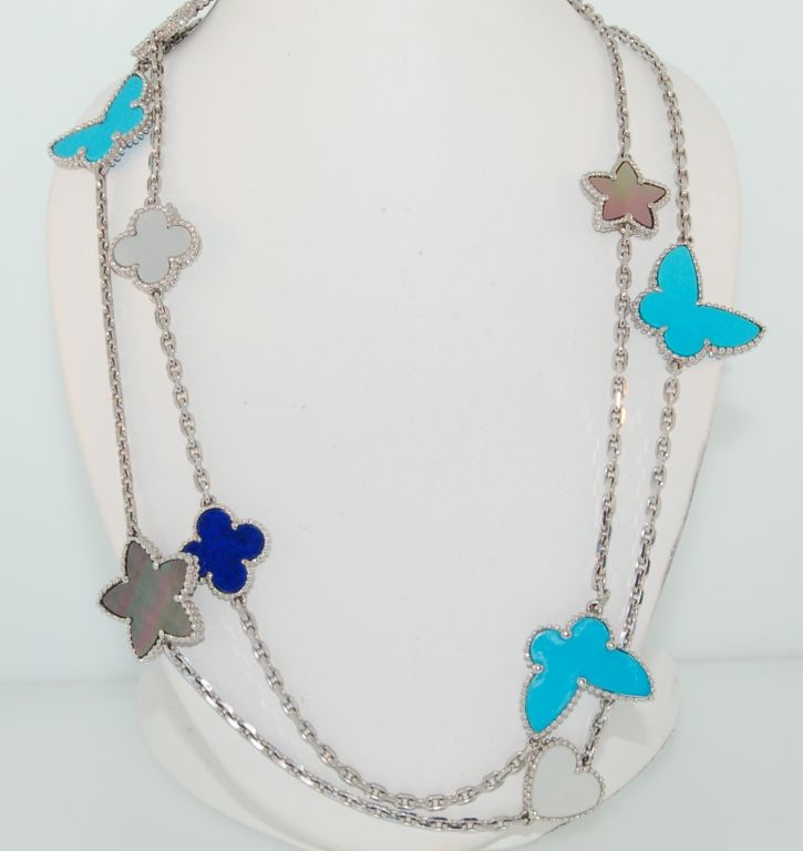 VAN CLEEF & ARPELS White Gold Lucky Alhambra Necklace