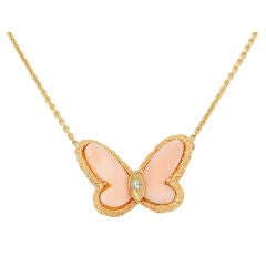 VAN CLEEF & ARPELS  Coral Diamond Butterfly Necklace