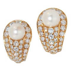 CARTIER Diamond and Pearl Earrings