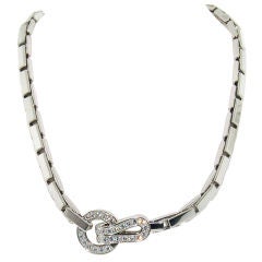 CARTIER Diamond and Gold Agrafe Necklace