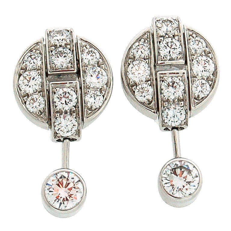 CARTIER Gold Himalia Diamond Earrings at 1stDibs