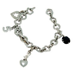 CHANEL White Gold Mademoiselle Charm Bracelet