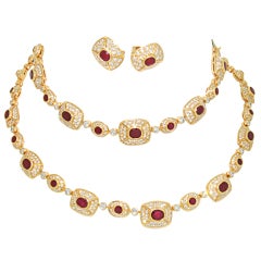CARTIER PARIS Ruby Diamond Gold Jewelry Set