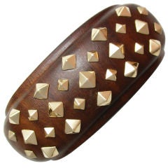 Wood and Gold Pyramids Cuff