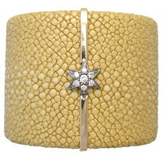 Wheat Shagreen and Diamond Star Cuff