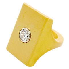 Vintage Mustard Bakelite Diamond RIng