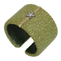 Olive Shagreen and Diamond Star Cuff