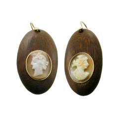 Wood Cameo Earrings