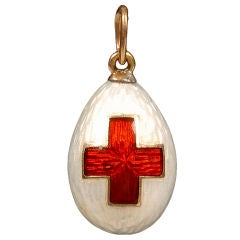 Russian Red Cross Enamel Pendant Egg