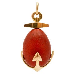FABERGE Purpurine Egg Pendant with Anchors