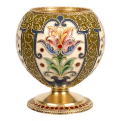 Antique Enamel Vodka Cup by FEODOR RUCKERT