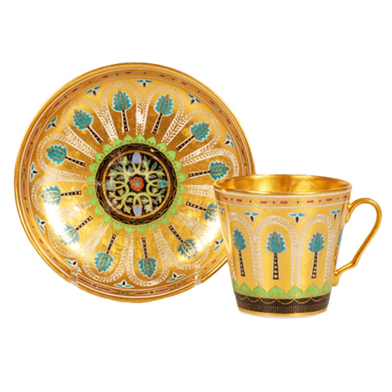 Kremlin Service Porcelain Cup and Saucer by the POPOV FACTORY