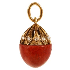 Antique FABERGE Purpurine Pendant Egg by AUGUST HOLMSTROM
