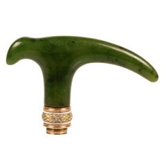 FABERGE Nephrite and Gold Cane Handle by HENRIK WIGSTROM