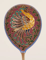 Grachev Plique-a-jour Enamel Spoon with Cockerel