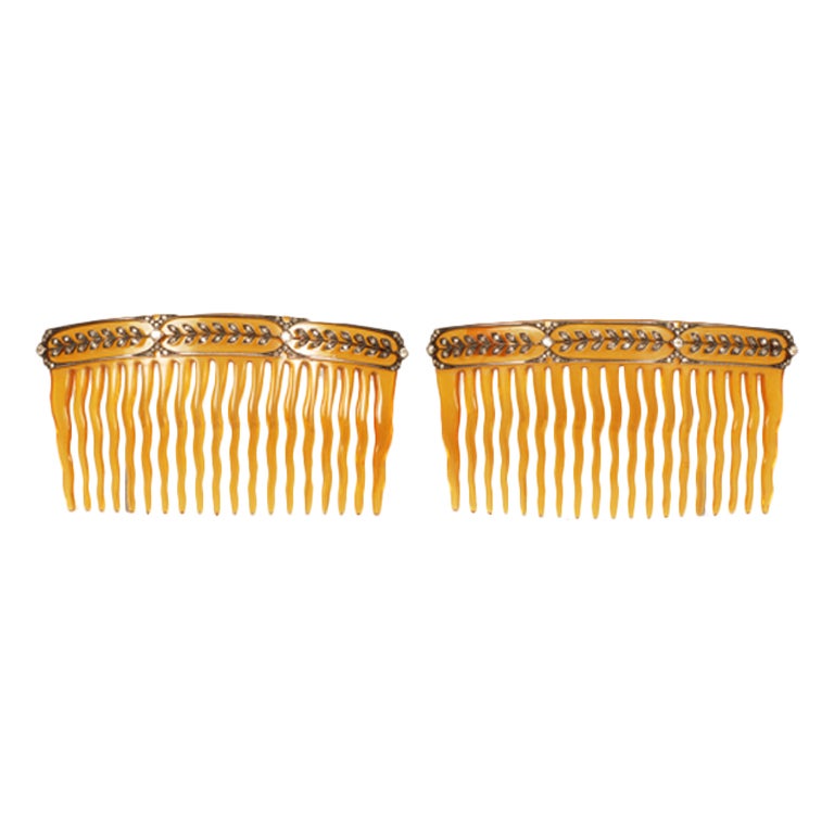 FABERGE Pair of Tortoise Shell Hair Combs