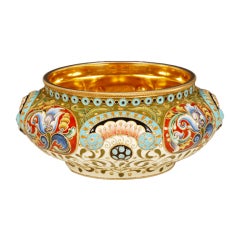 Antique Russian Revival Style Shaded Cloisonné Enamel Bowl by Feodor Rückert
