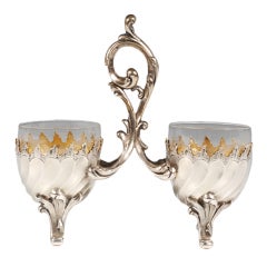 FABERGE Silver Glass Double Salts