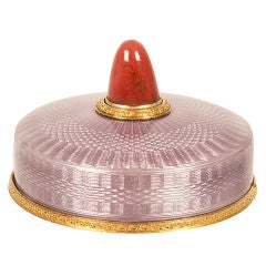 Antique Fabergé Guilloché Enamel and Carved Rhodonite Bell Push