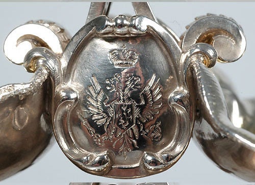 Mid-19th Century Russian Imperial Silver Double Salts for Grand Duchess Maria Nikolaevna by Arndt
