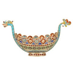 CG HALLBERG Plique-a-jour Enamel Viking Boat