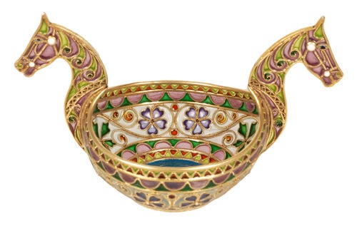 MARIUS HAMMER Plique-a-Jour Enamel Viking Boat