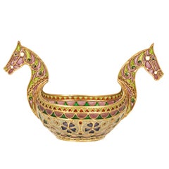 MARIUS HAMMER Plique-a-Jour Enamel Viking Boat