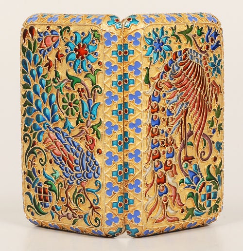 Superb Russian Plique-a-Jour Enamel Cigarette Case 1900c In Good Condition In Redmond, WA