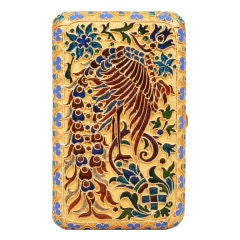 Superb Russian Plique-a-Jour Enamel Cigarette Case 1900c